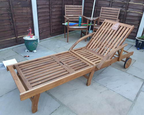 Wooden sun lounger solid - solid, wood