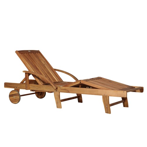 Outsunny wood sun lounger - wood,